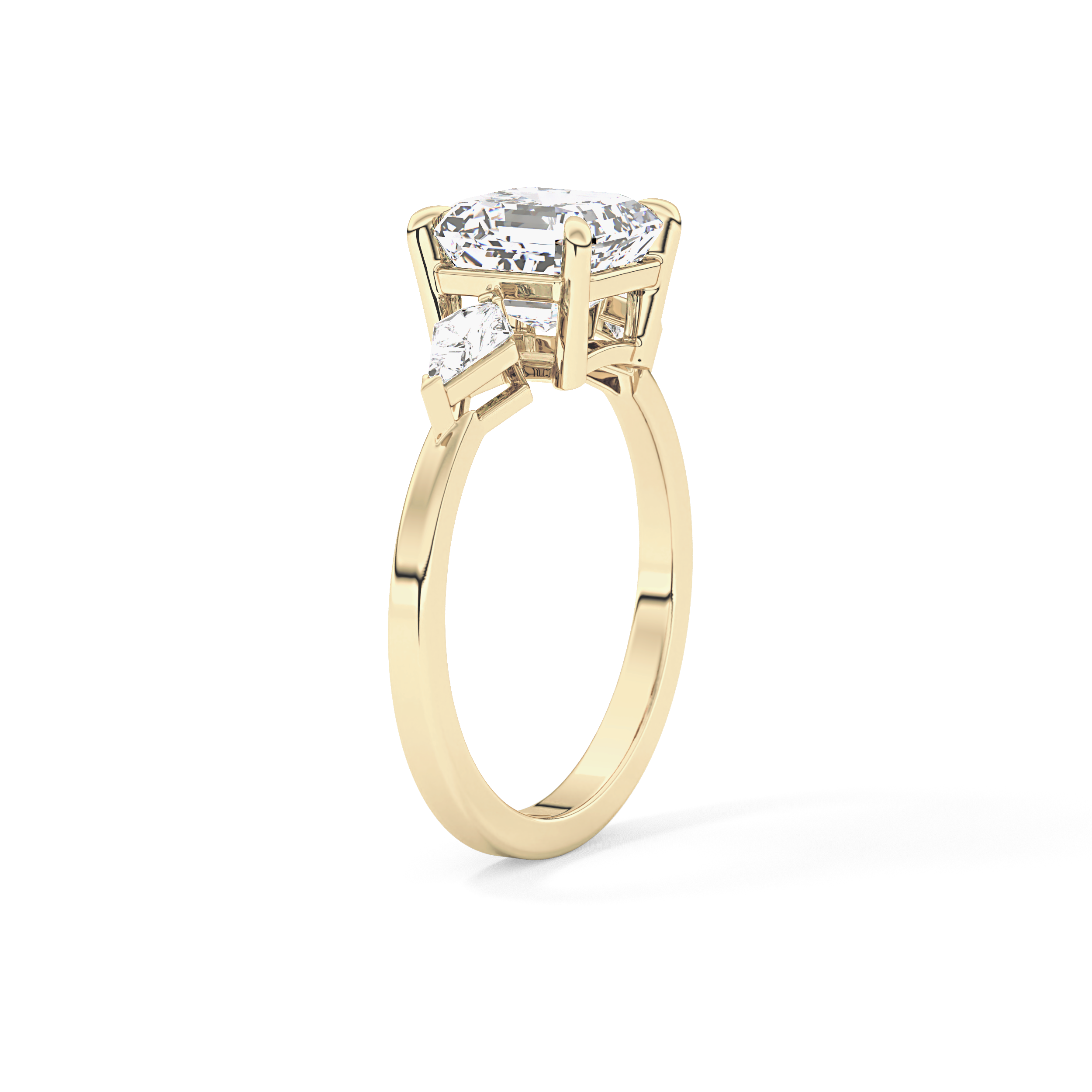 Asscher Three Stone Lab Grown Diamond Engagement Ring