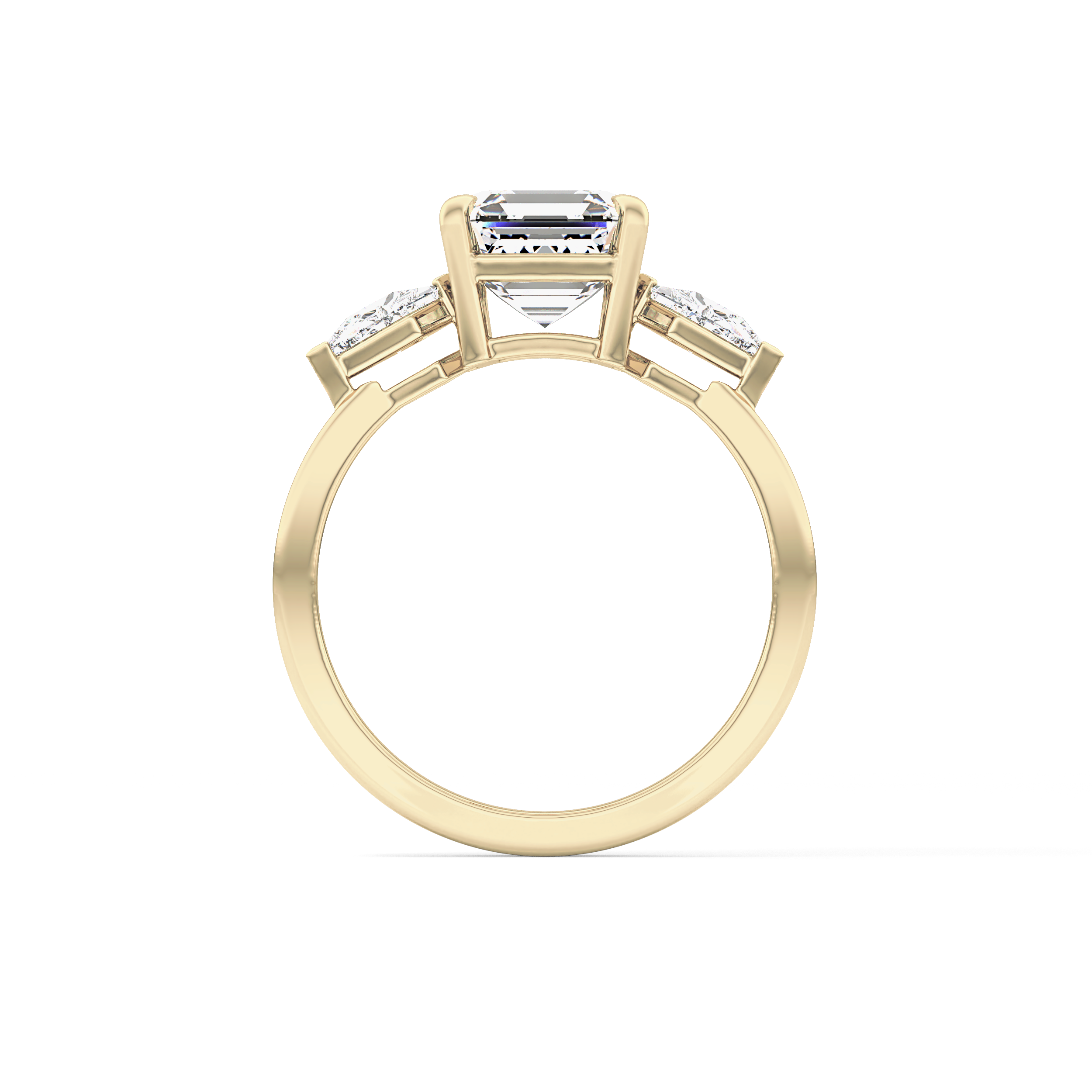 Asscher Three Stone Lab Grown Diamond Engagement Ring