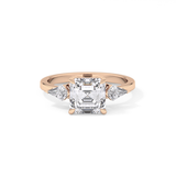 Asscher Three Stone Lab Grown Diamond Engagement Ring