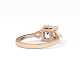 Asscher Three Stone Lab Grown Diamond Engagement Ring