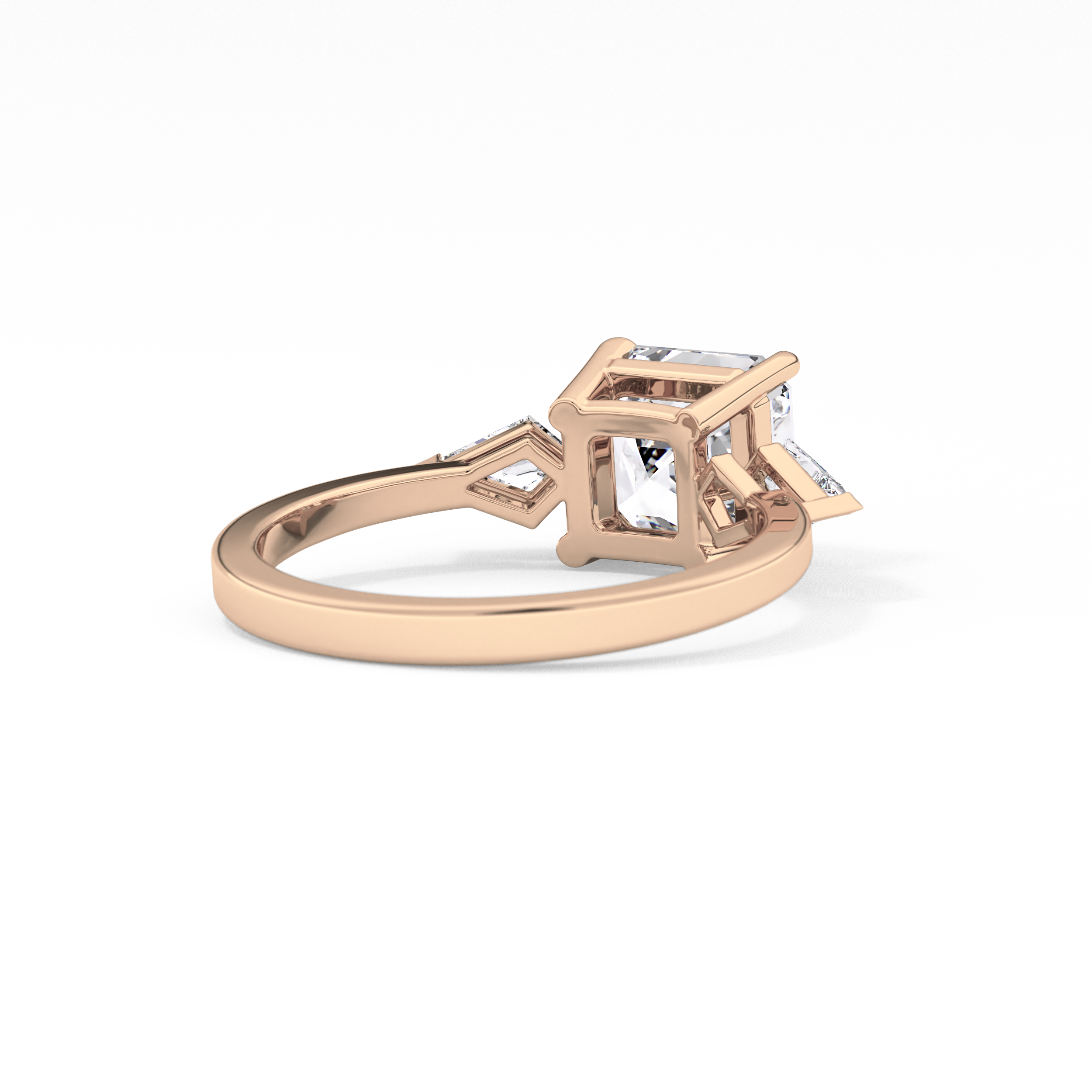 Asscher Three Stone Lab Grown Diamond Engagement Ring