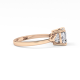 Asscher Three Stone Lab Grown Diamond Engagement Ring