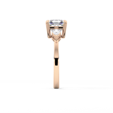 Asscher Three Stone Lab Grown Diamond Engagement Ring