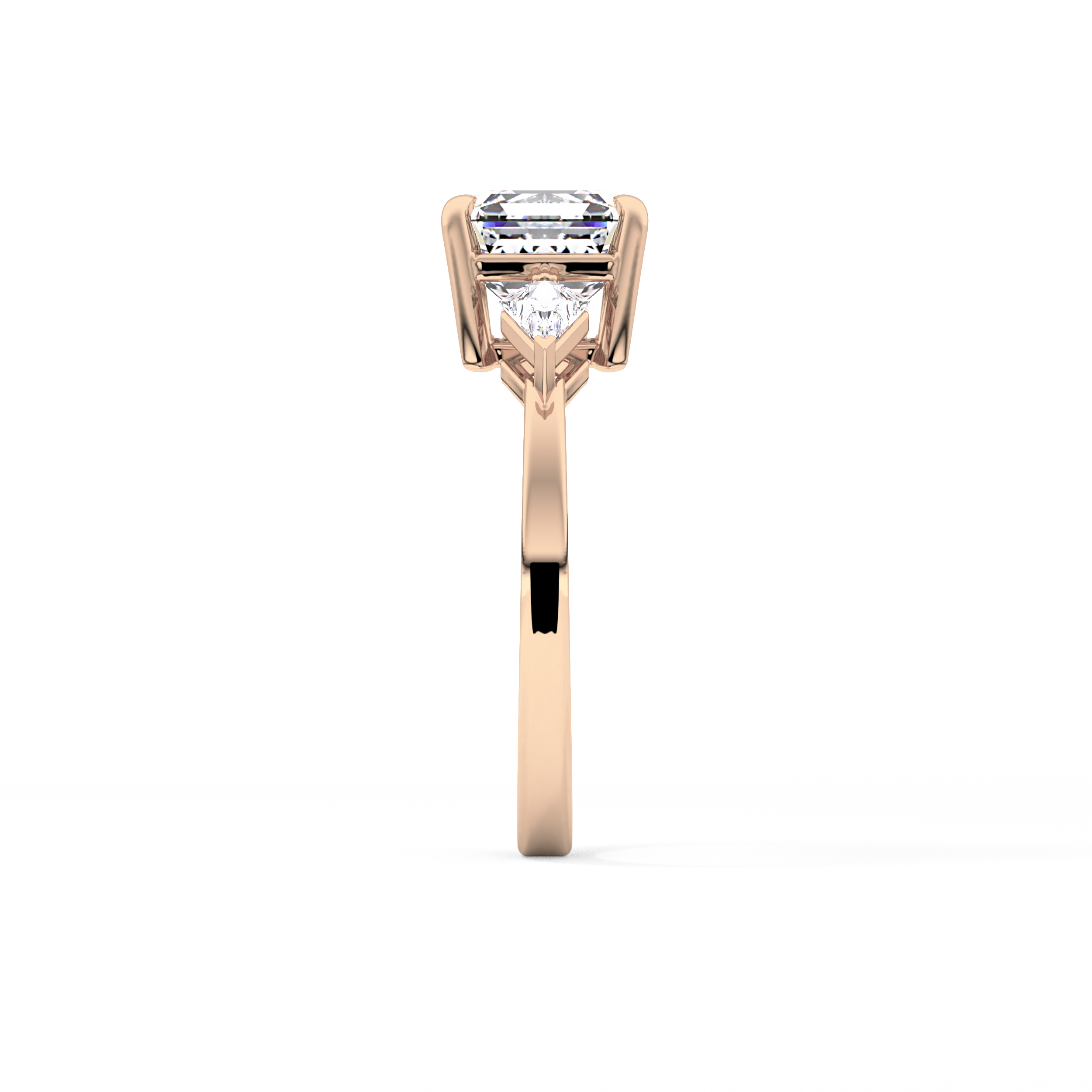 Asscher Three Stone Lab Grown Diamond Engagement Ring