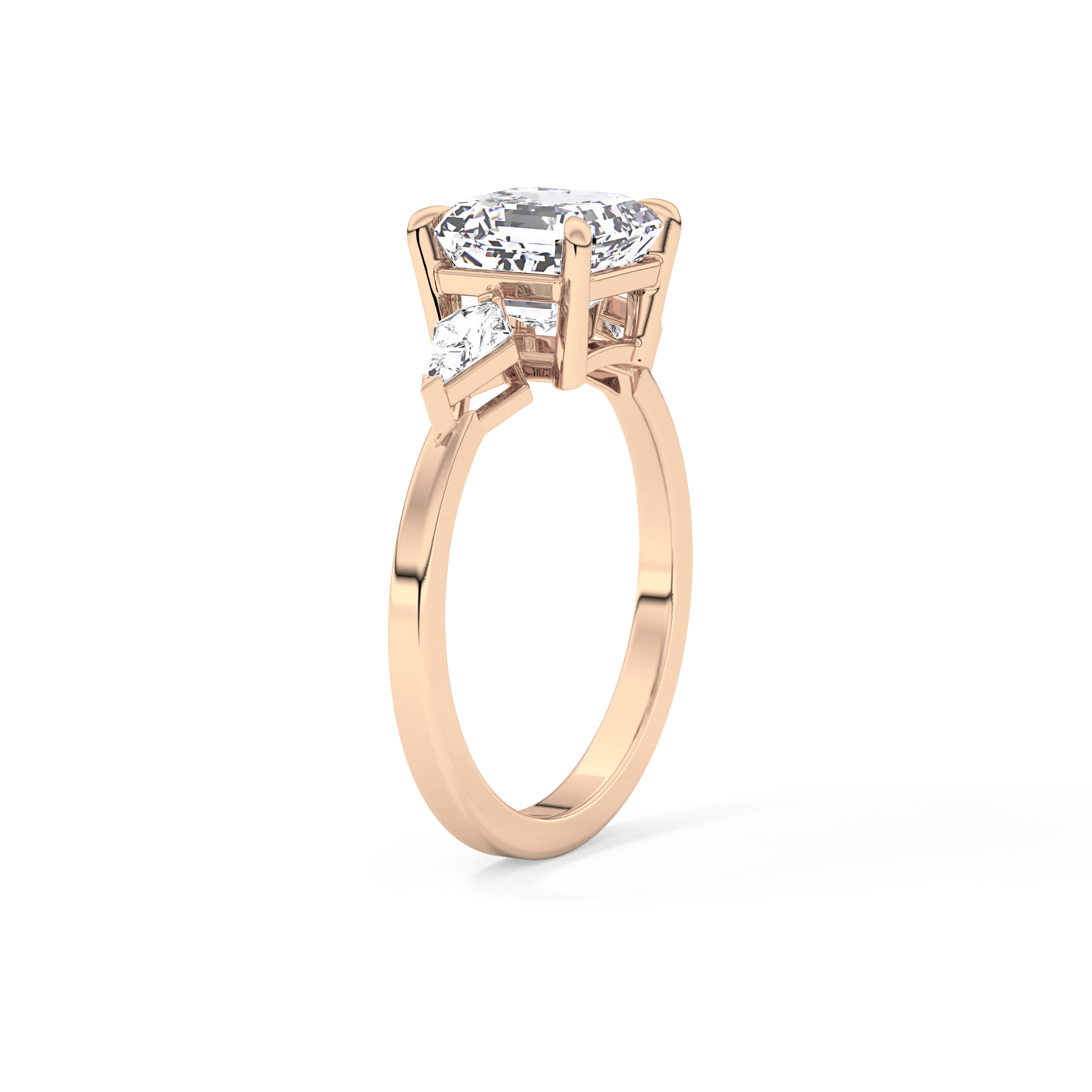 Asscher Three Stone Lab Grown Diamond Engagement Ring