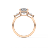 Asscher Three Stone Lab Grown Diamond Engagement Ring