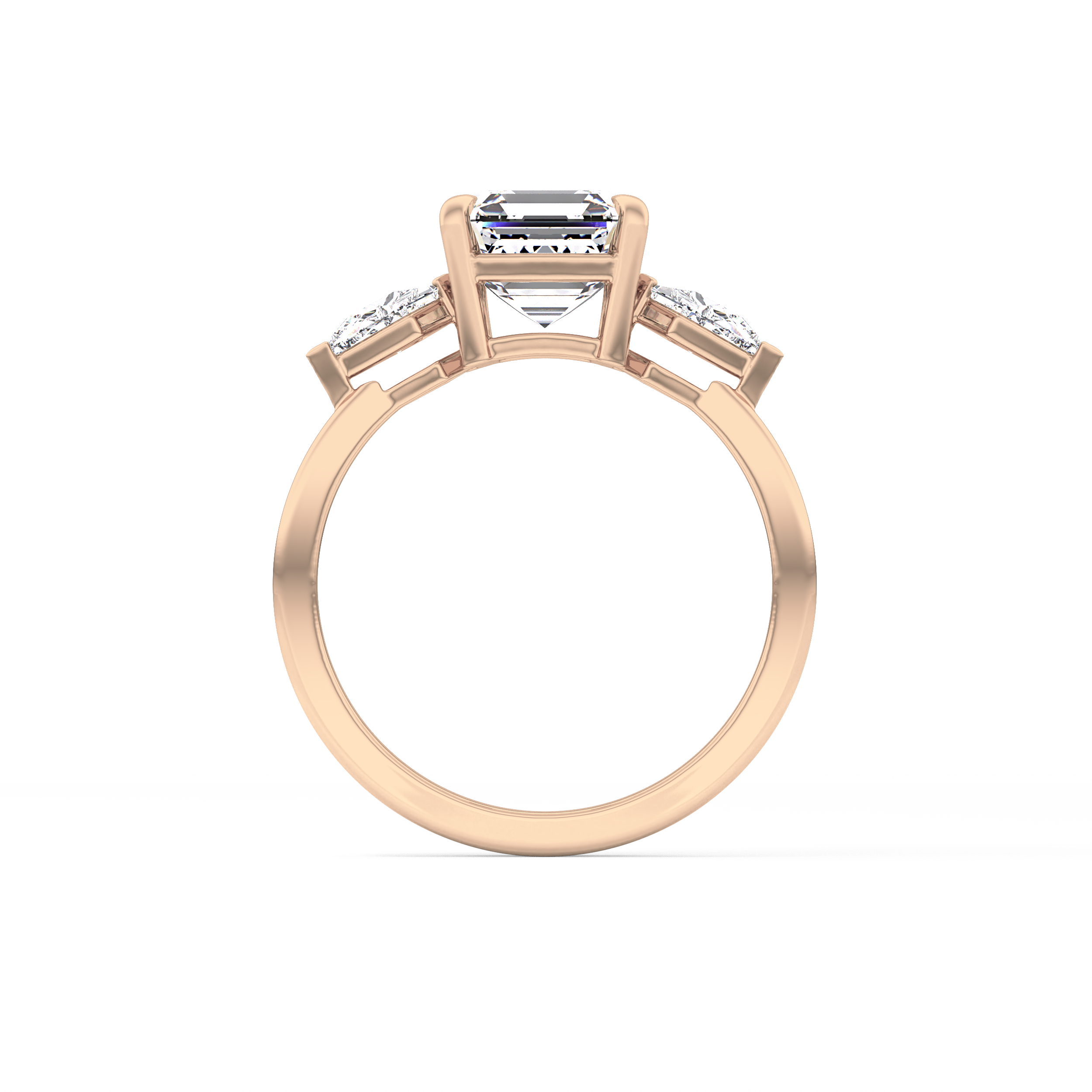 Asscher Three Stone Lab Grown Diamond Engagement Ring