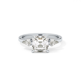 Asscher Three Stone Lab Grown Diamond Engagement Ring