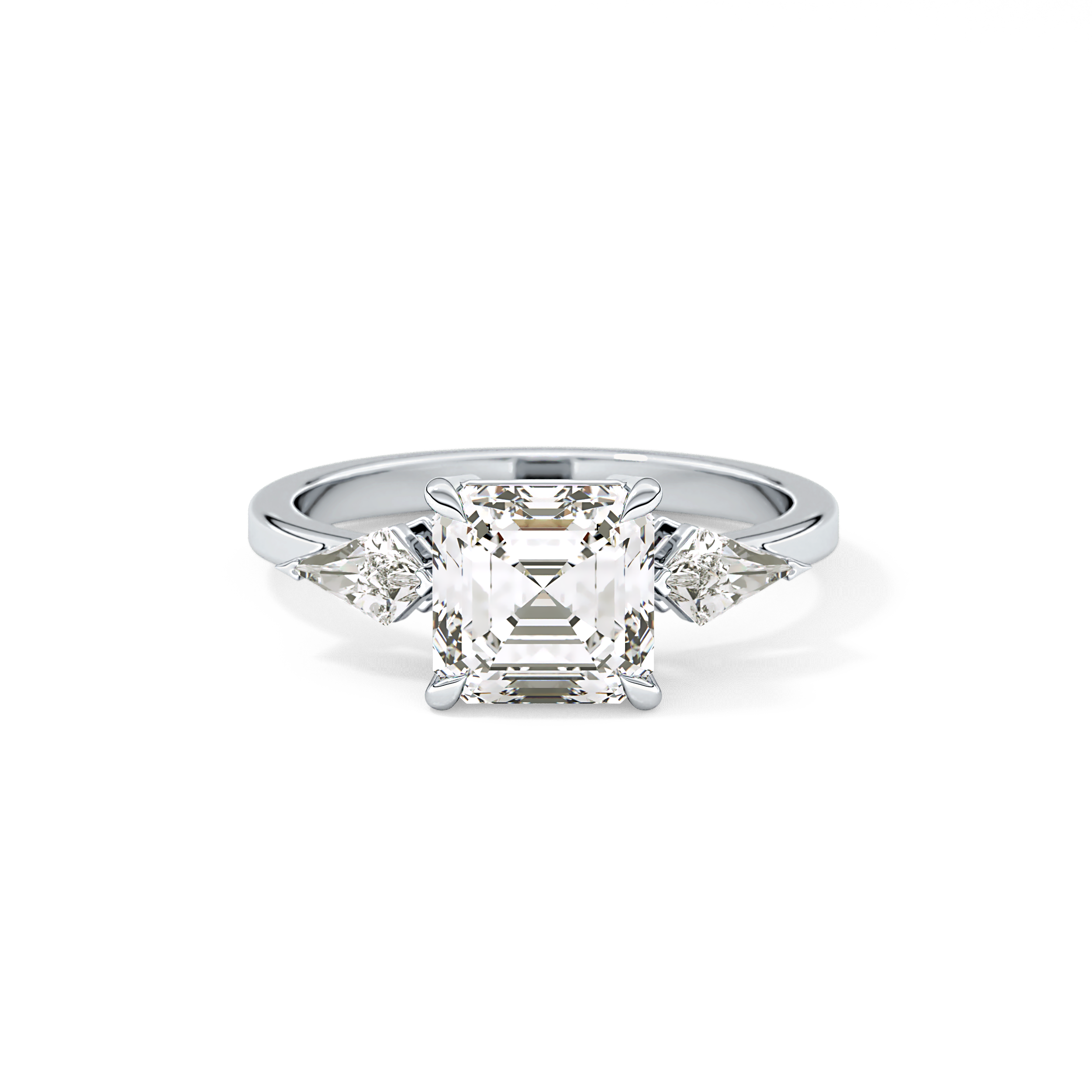 Asscher Three Stone Lab Grown Diamond Engagement Ring