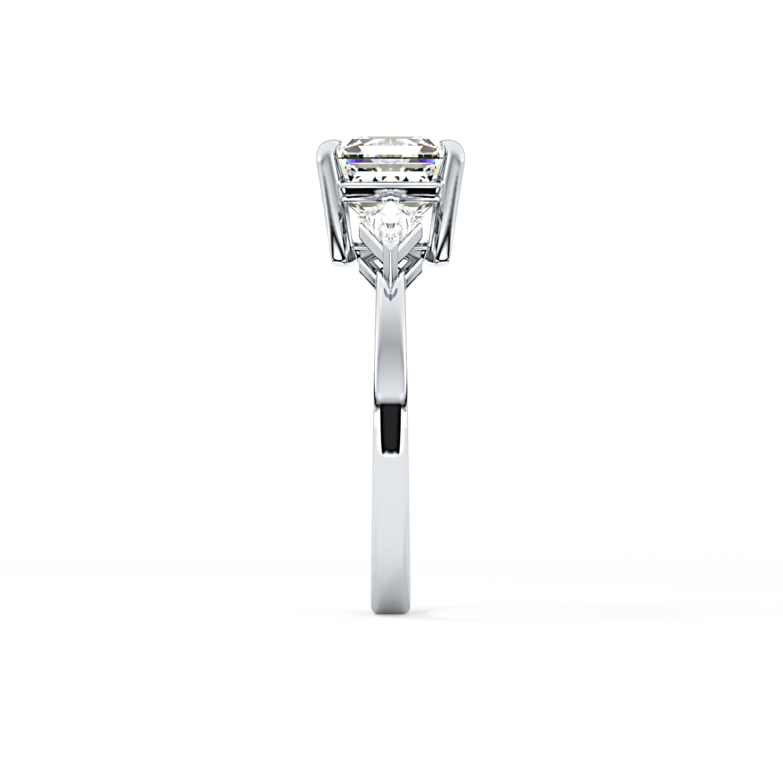 Asscher Three Stone Lab Grown Diamond Engagement Ring