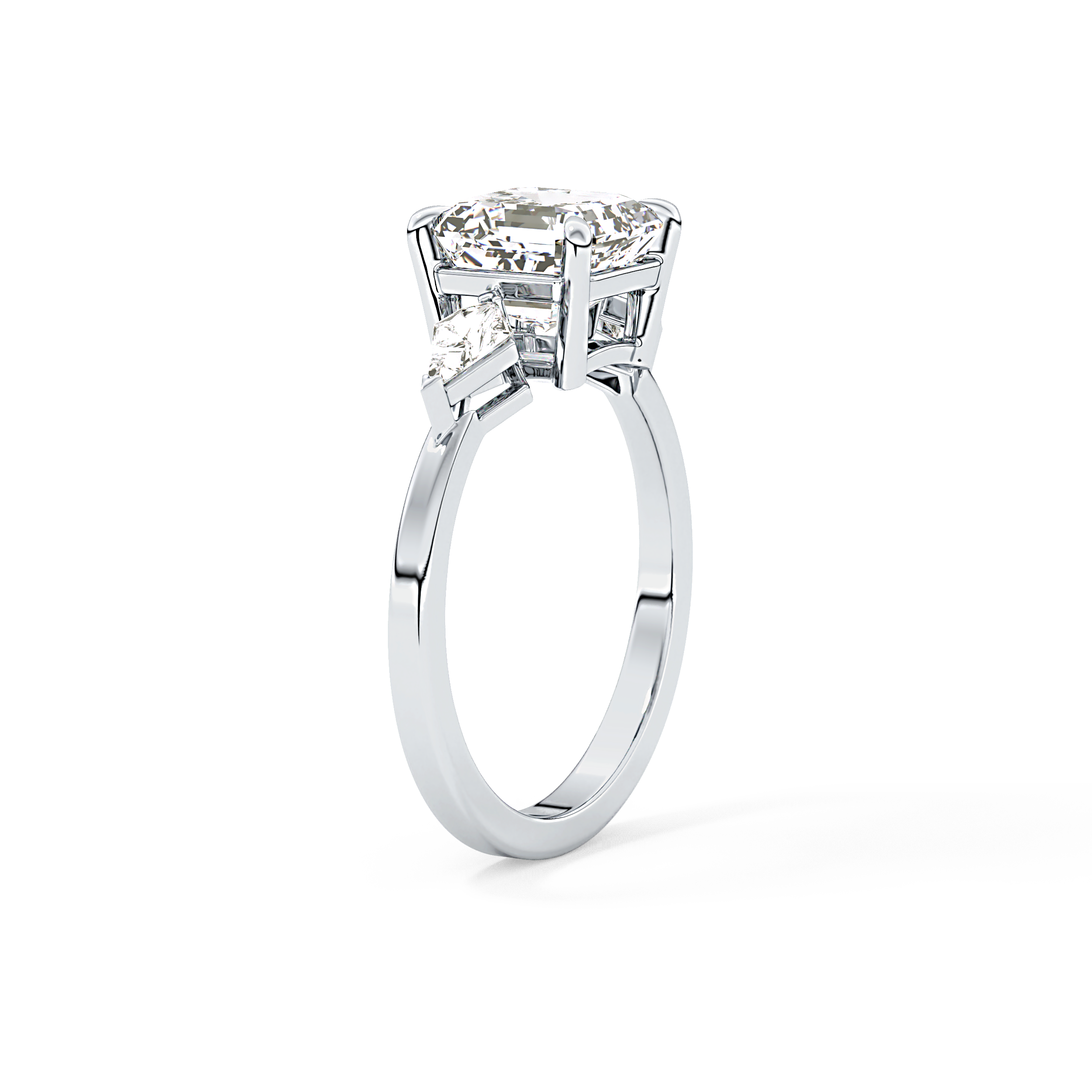 Asscher Three Stone Lab Grown Diamond Engagement Ring