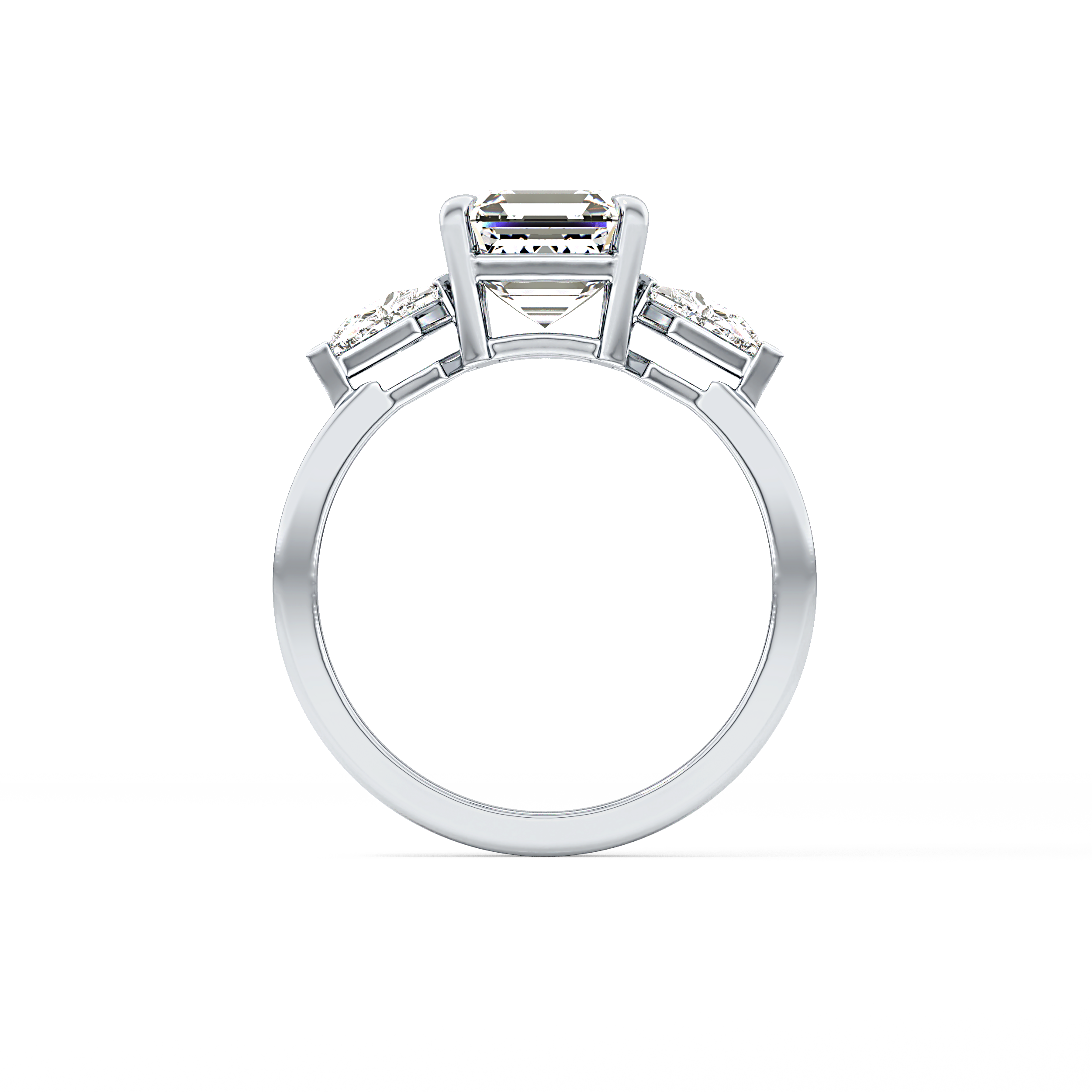 Asscher Three Stone Lab Grown Diamond Engagement Ring