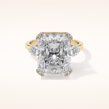 10.45 CT Radiant Shaped Three Stone Moissanite Engagement Ring