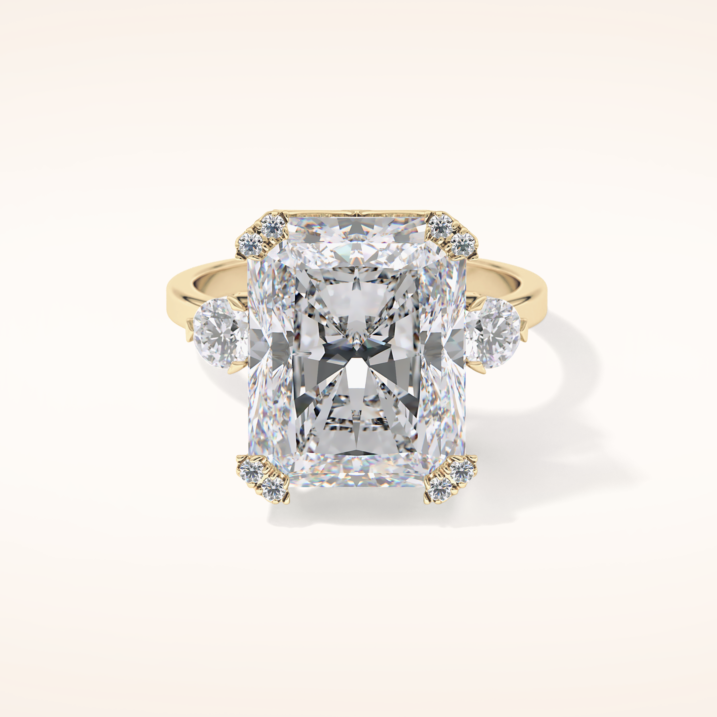 10.45 CT Radiant Shaped Three Stone Moissanite Engagement Ring