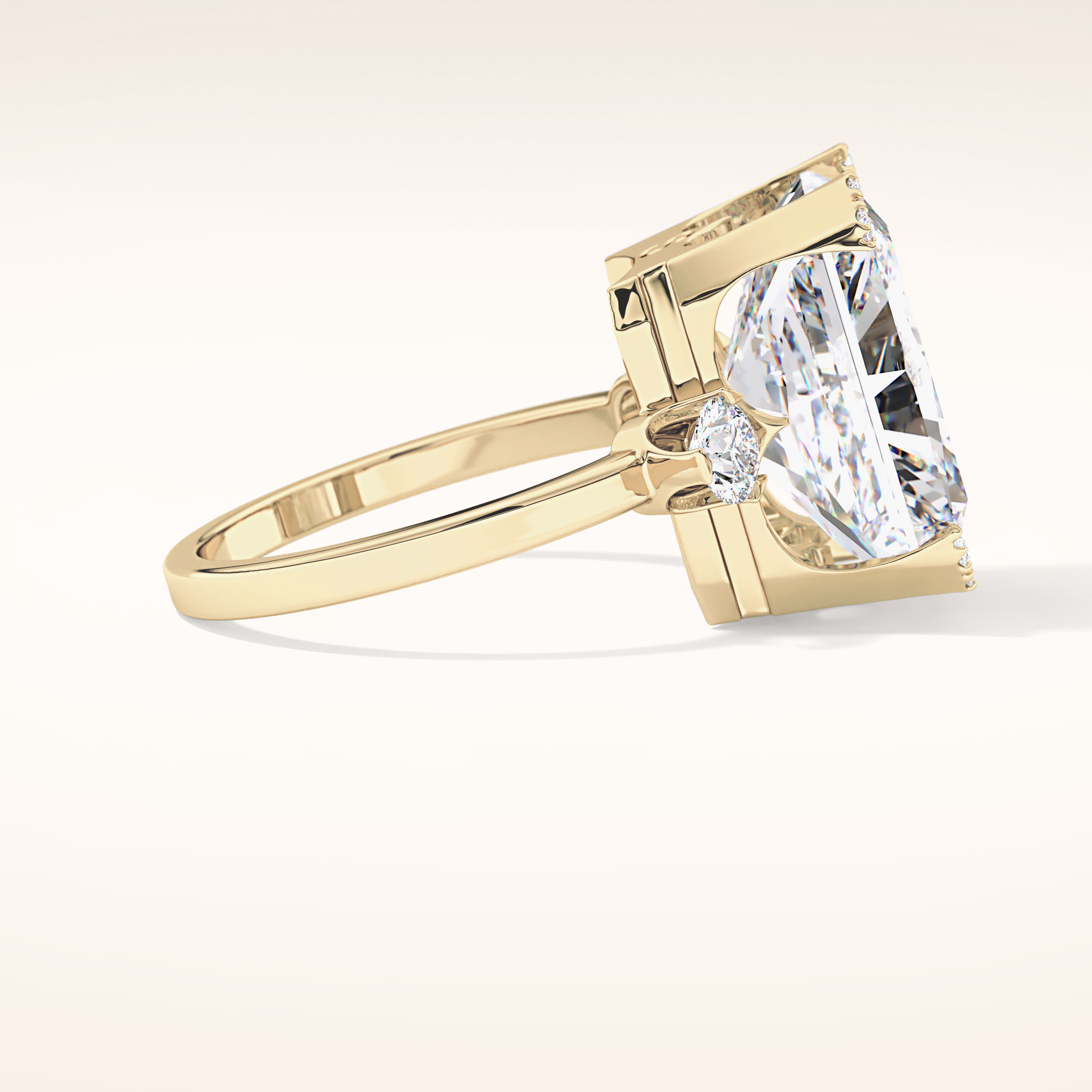10.45 CT Radiant Shaped Three Stone Moissanite Engagement Ring