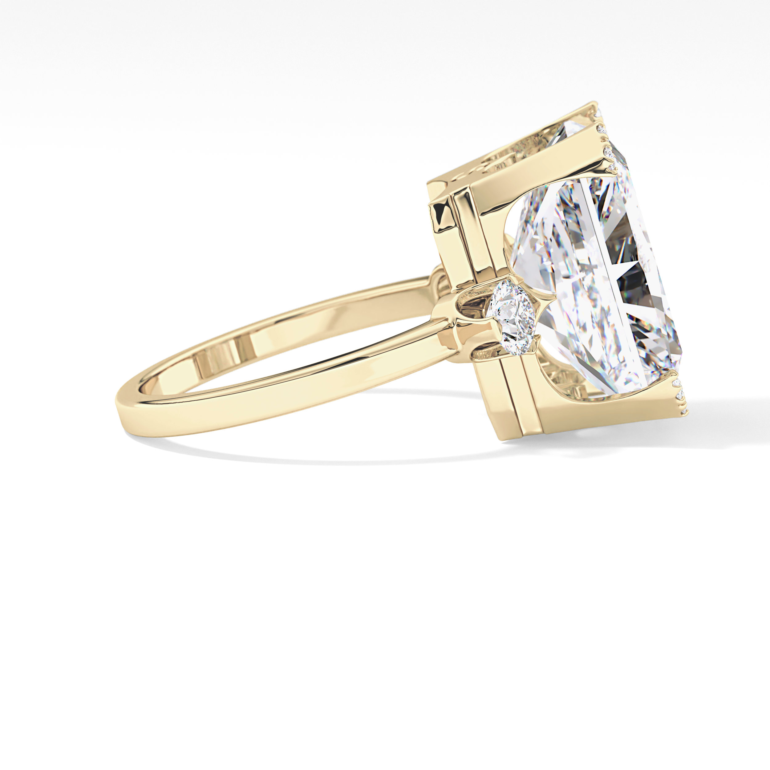 Radiant Three Stone Lab Grown Diamond Engagement Ring
