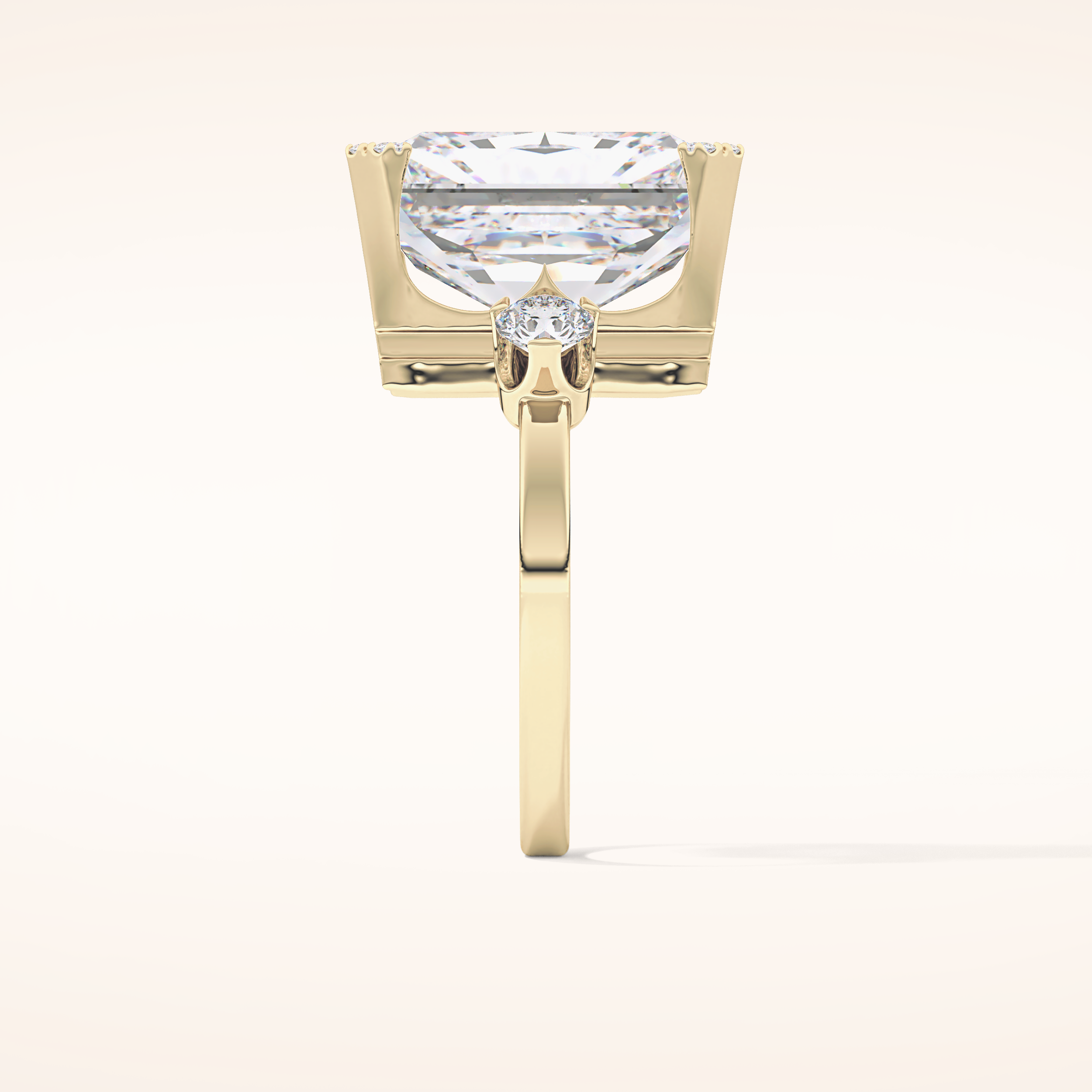 10.45 CT Radiant Shaped Three Stone Moissanite Engagement Ring