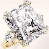 10.45 CT Radiant Shaped Three Stone Moissanite Engagement Ring