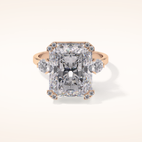 10.45 CT Radiant Shaped Three Stone Moissanite Engagement Ring