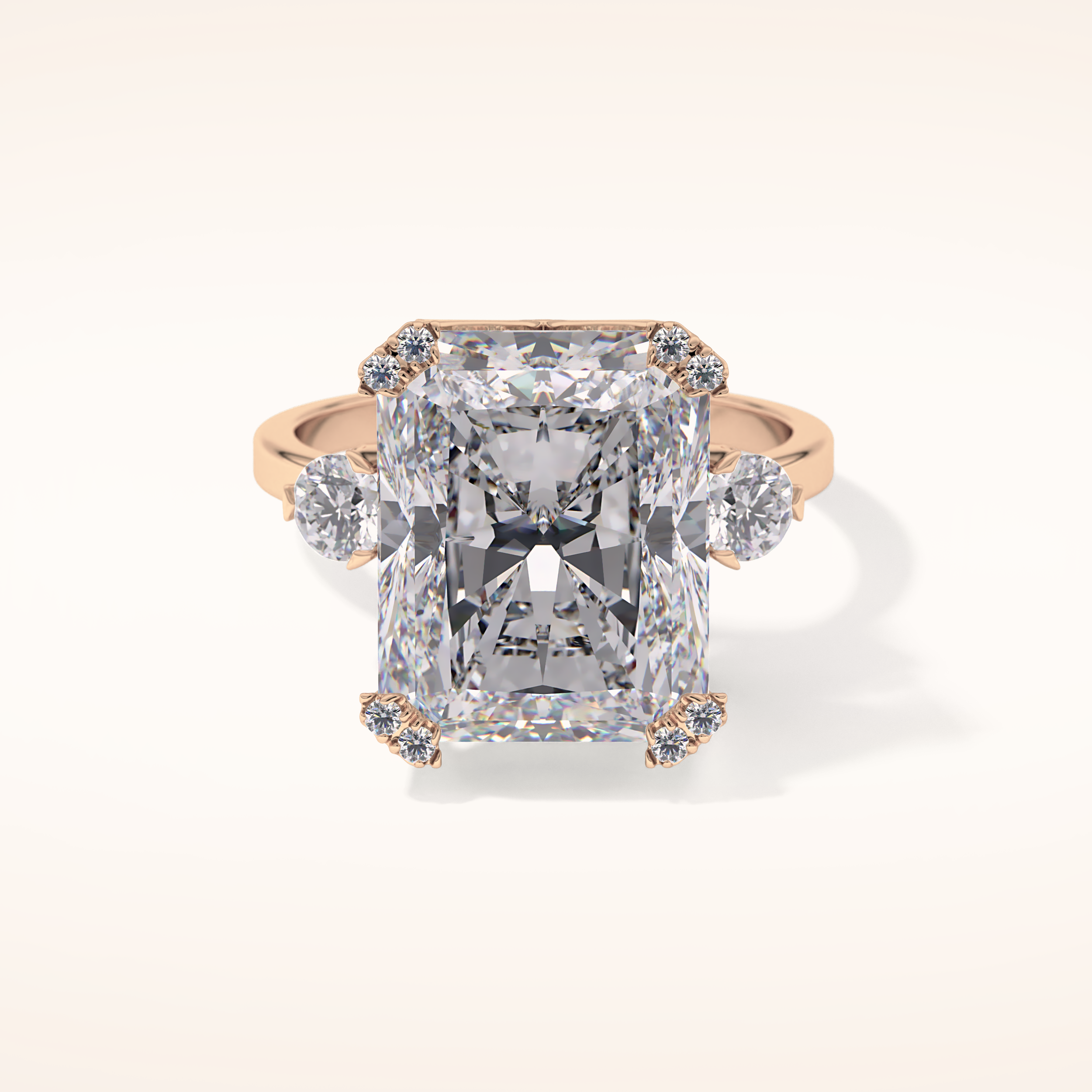 10.45 CT Radiant Shaped Three Stone Moissanite Engagement Ring