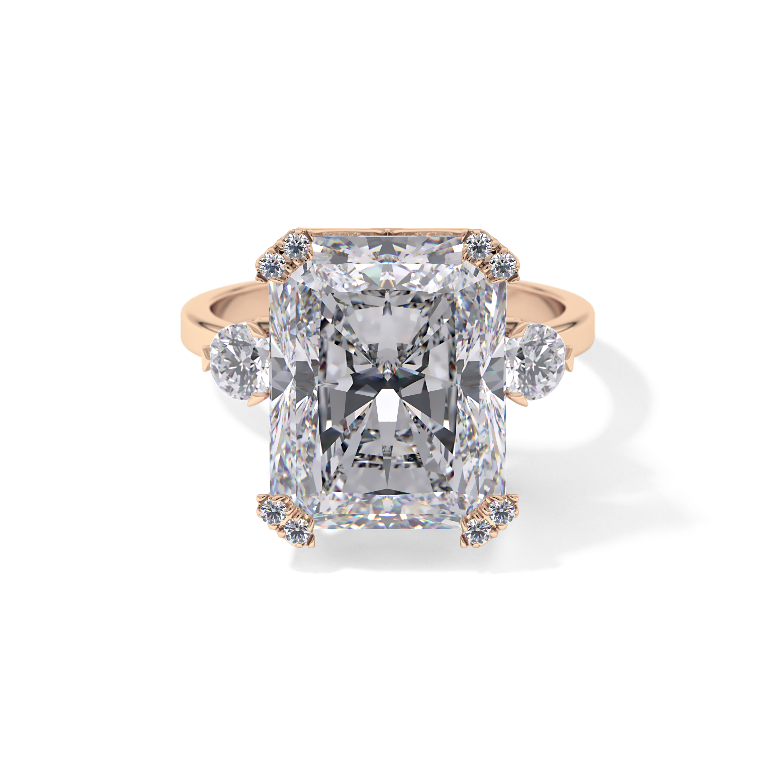 Radiant Three Stone Lab Grown Diamond Engagement Ring