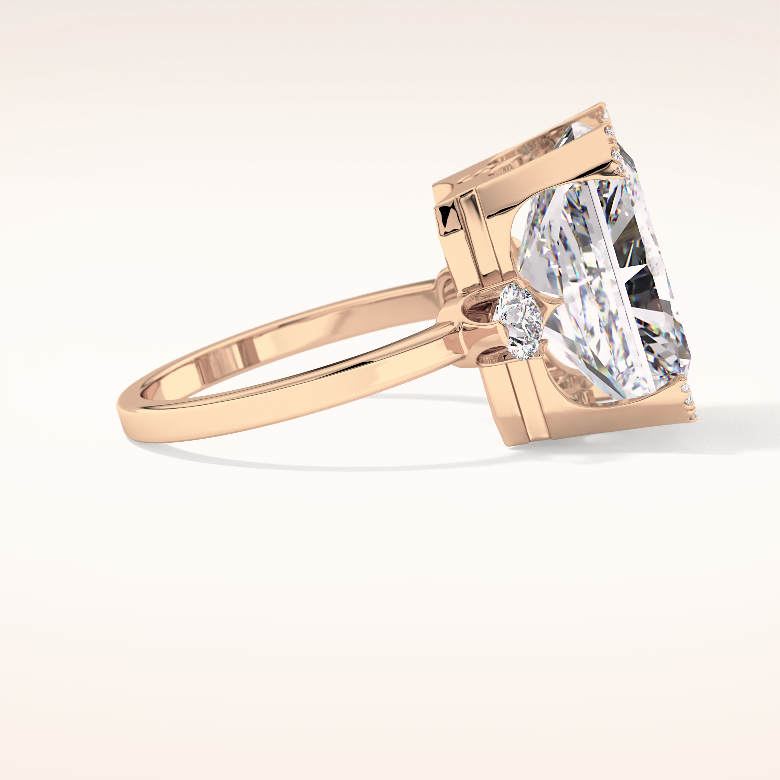 10.45 CT Radiant Shaped Three Stone Moissanite Engagement Ring