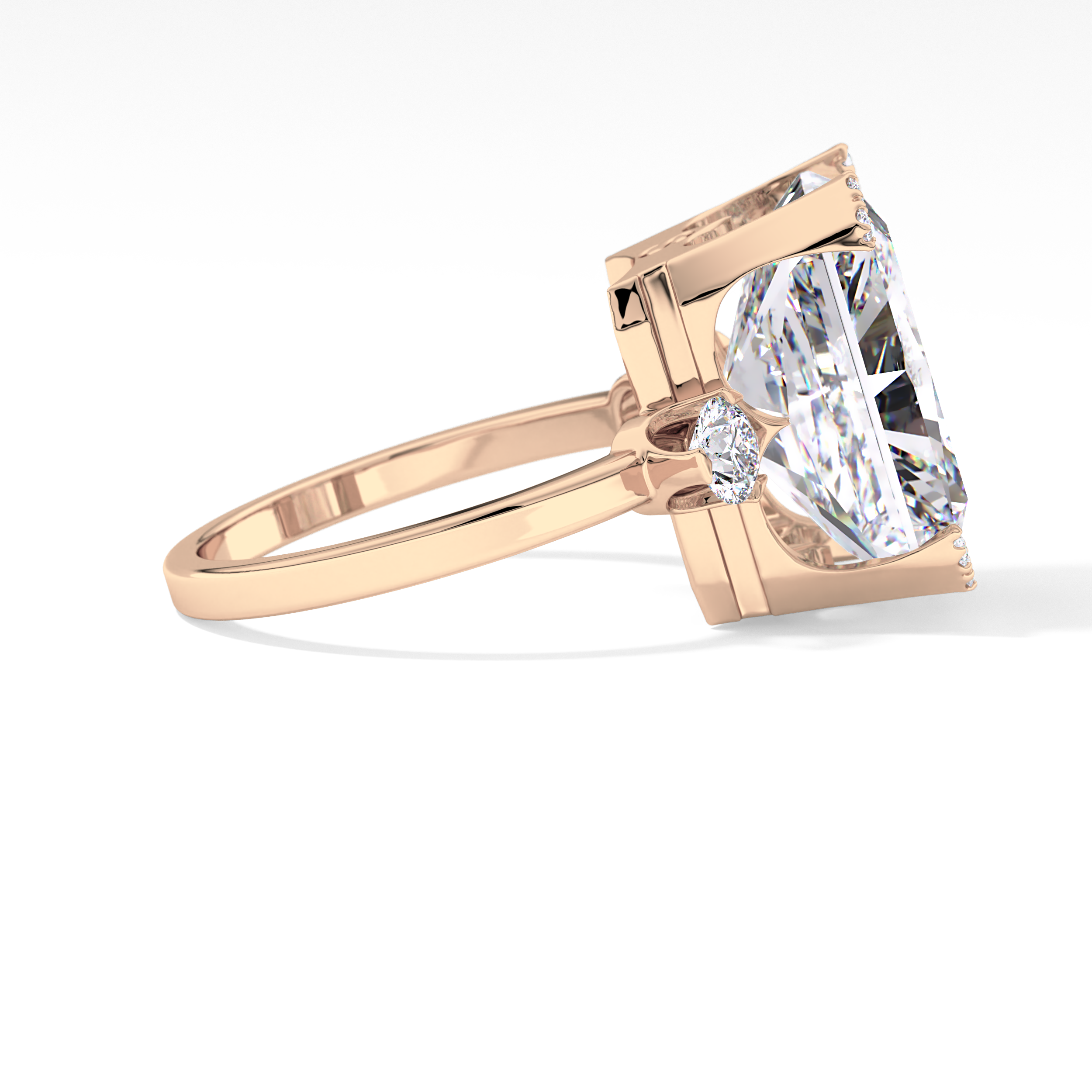 Radiant Three Stone Lab Grown Diamond Engagement Ring
