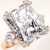 10.45 CT Radiant Shaped Three Stone Moissanite Engagement Ring