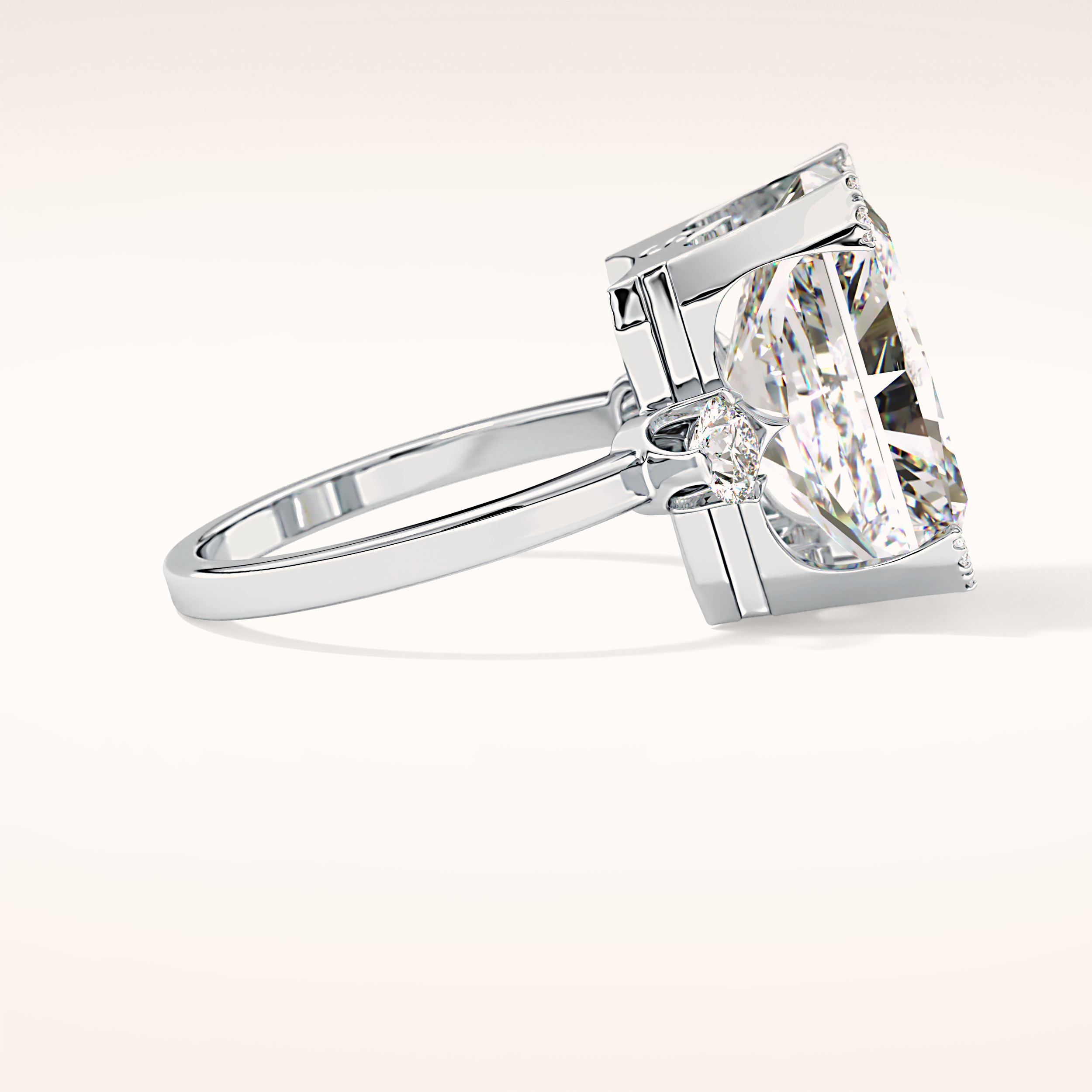 10.45 CT Radiant Shaped Three Stone Moissanite Engagement Ring