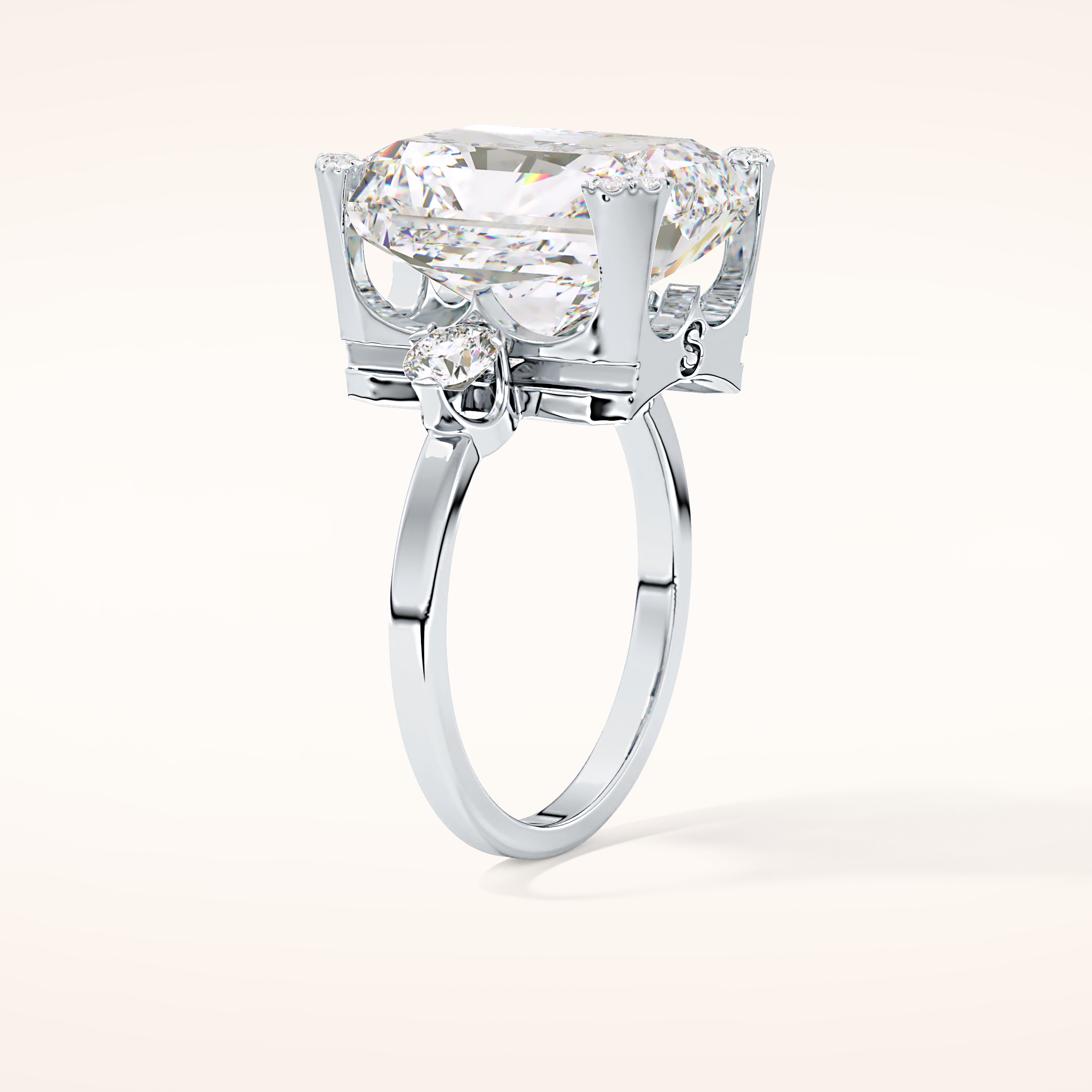10.45 CT Radiant Shaped Three Stone Moissanite Engagement Ring