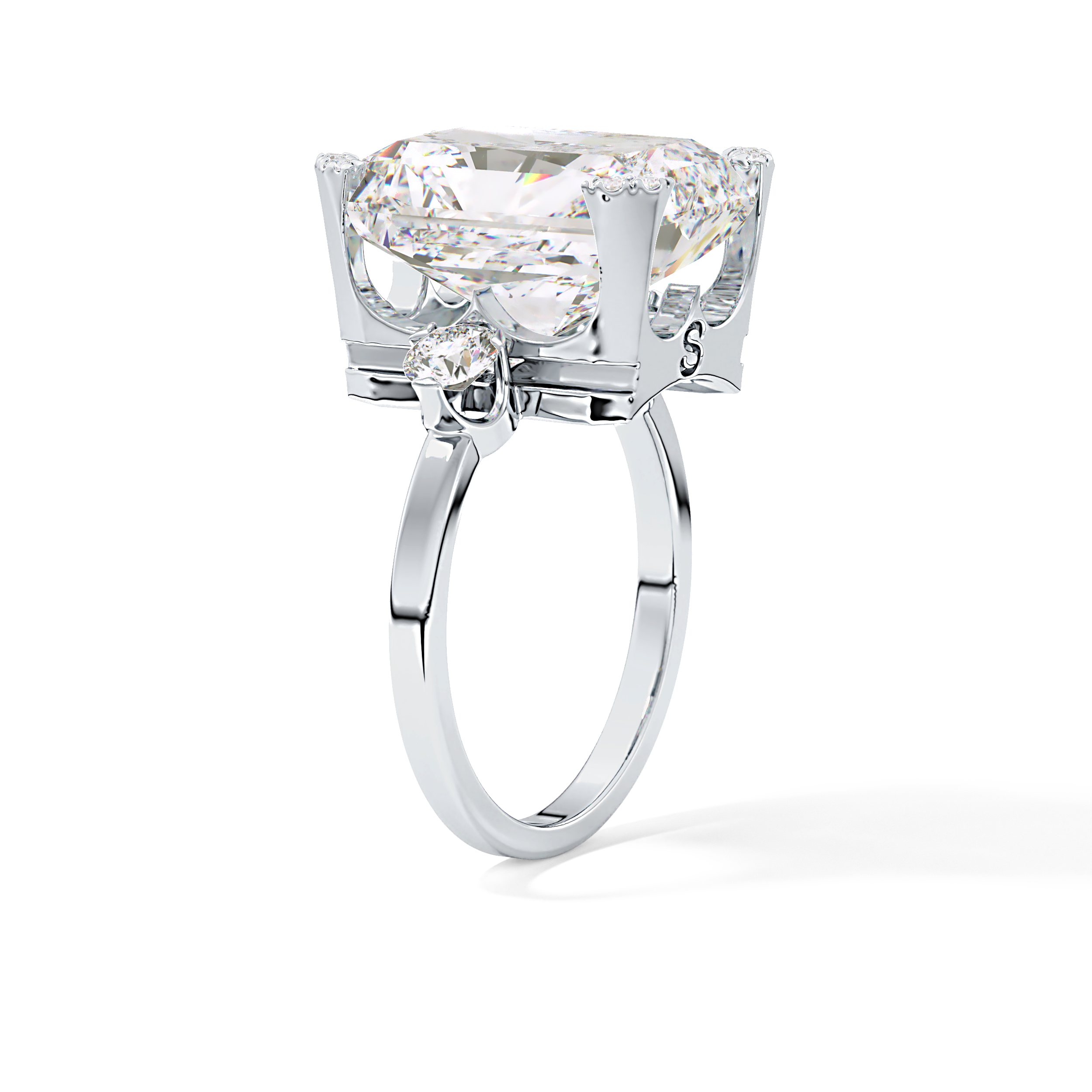 Radiant Three Stone Lab Grown Diamond Engagement Ring