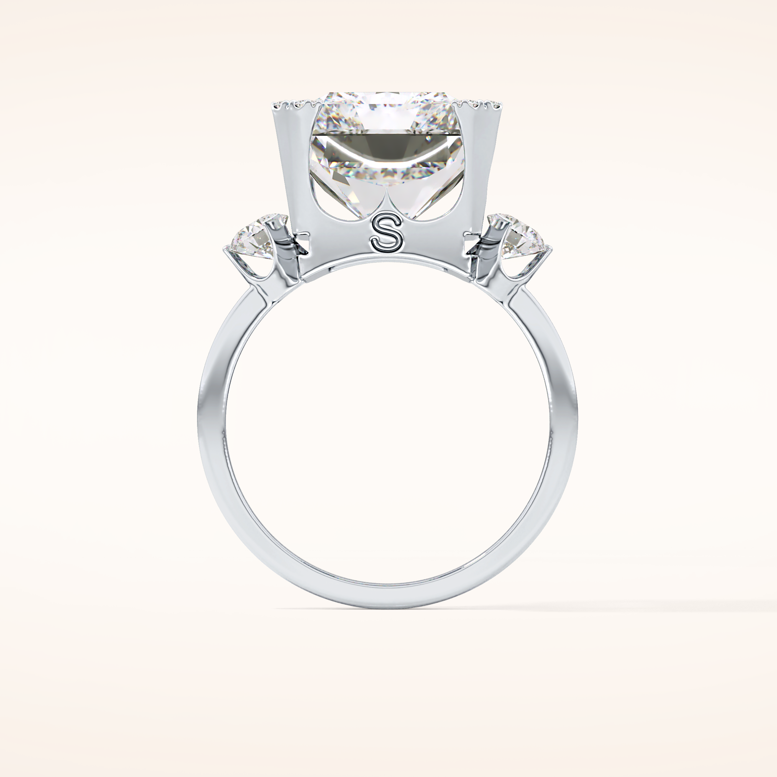 10.45 CT Radiant Shaped Three Stone Moissanite Engagement Ring