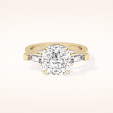 5.54 CT Cushion Shaped Three Stone Moissanite Engagement Ring