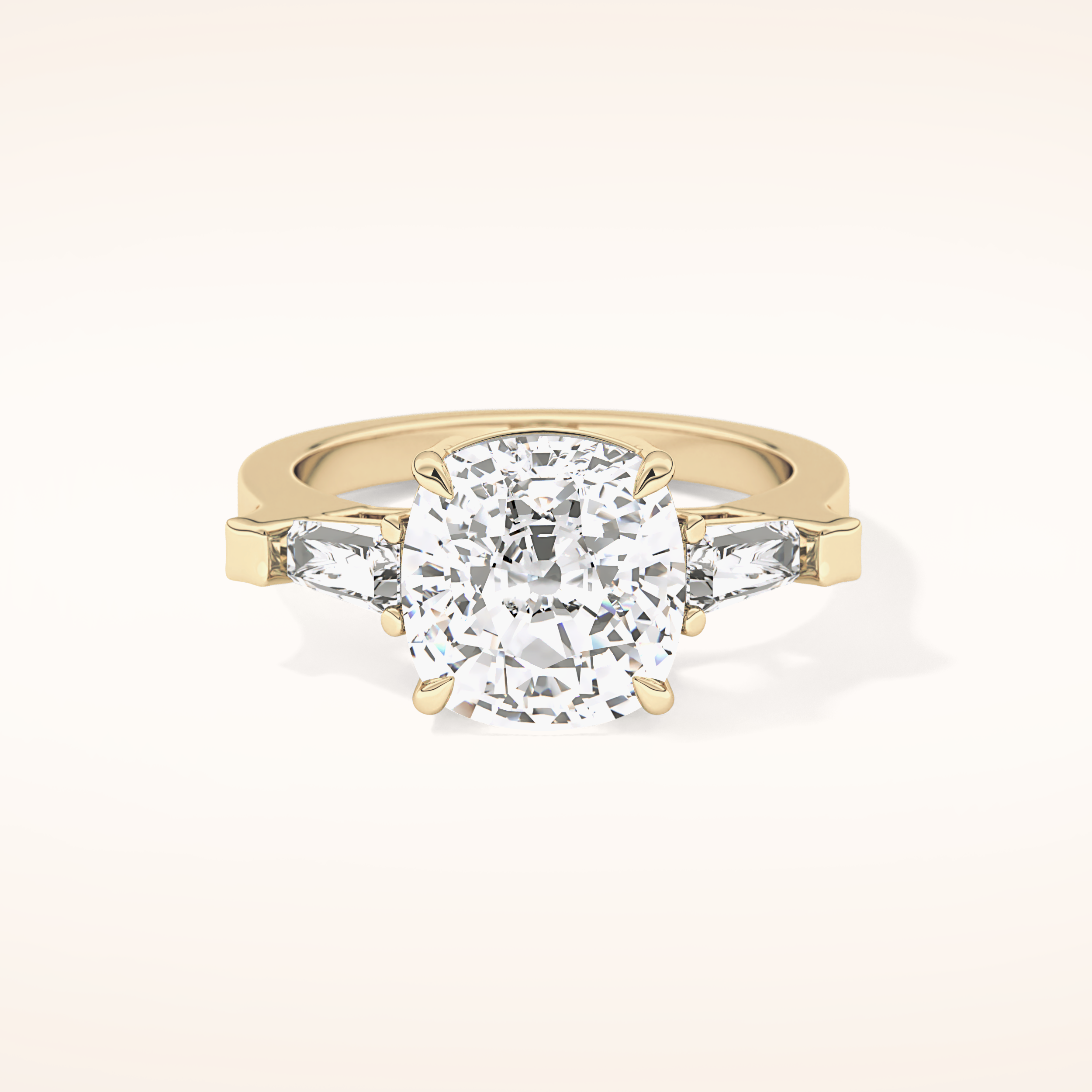 5.54 CT Cushion Shaped Three Stone Moissanite Engagement Ring