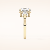 5.54 CT Cushion Shaped Three Stone Moissanite Engagement Ring