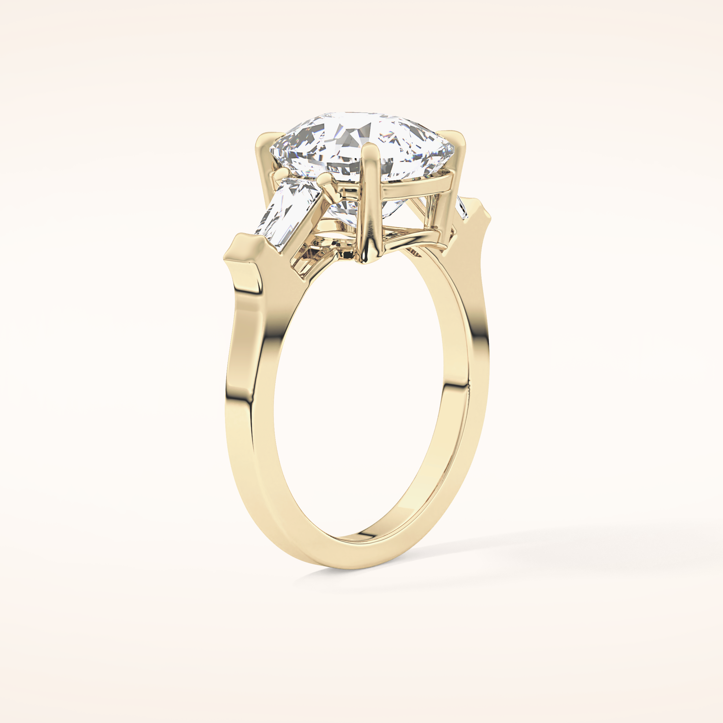 5.54 CT Cushion Shaped Three Stone Moissanite Engagement Ring