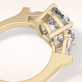 5.54 CT Cushion Shaped Three Stone Moissanite Engagement Ring