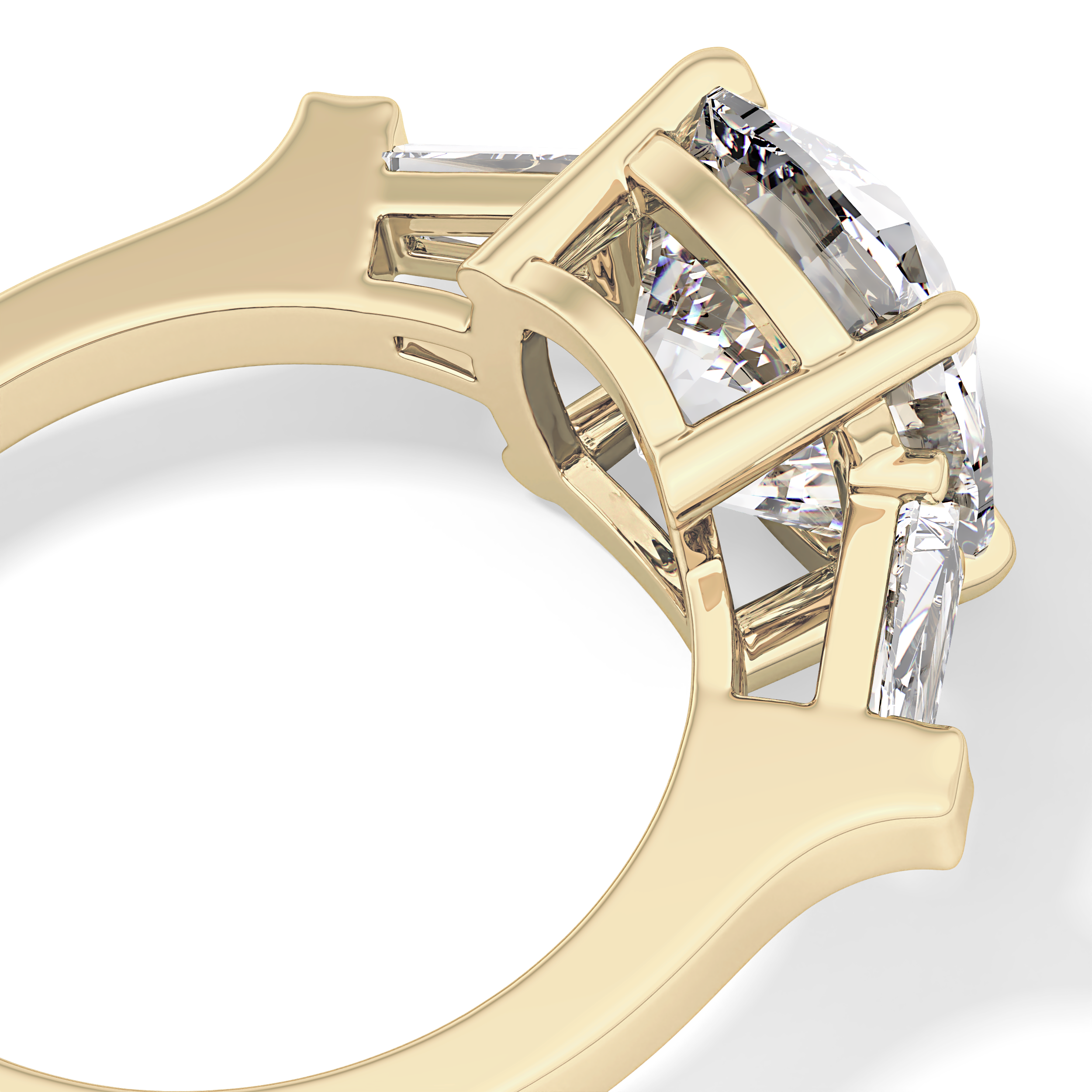 Cushion Three Stone  Lab Grown Diamond Engagement Ring