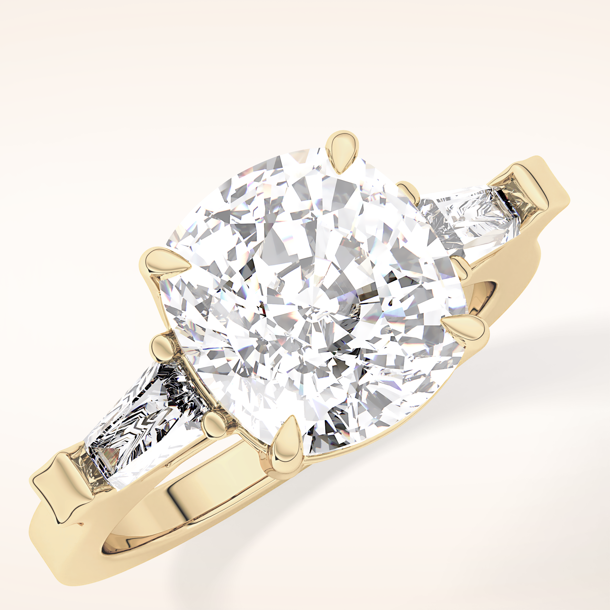 5.54 CT Cushion Shaped Three Stone Moissanite Engagement Ring