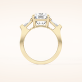 5.54 CT Cushion Shaped Three Stone Moissanite Engagement Ring