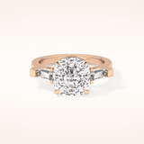 5.54 CT Cushion Shaped Three Stone Moissanite Engagement Ring