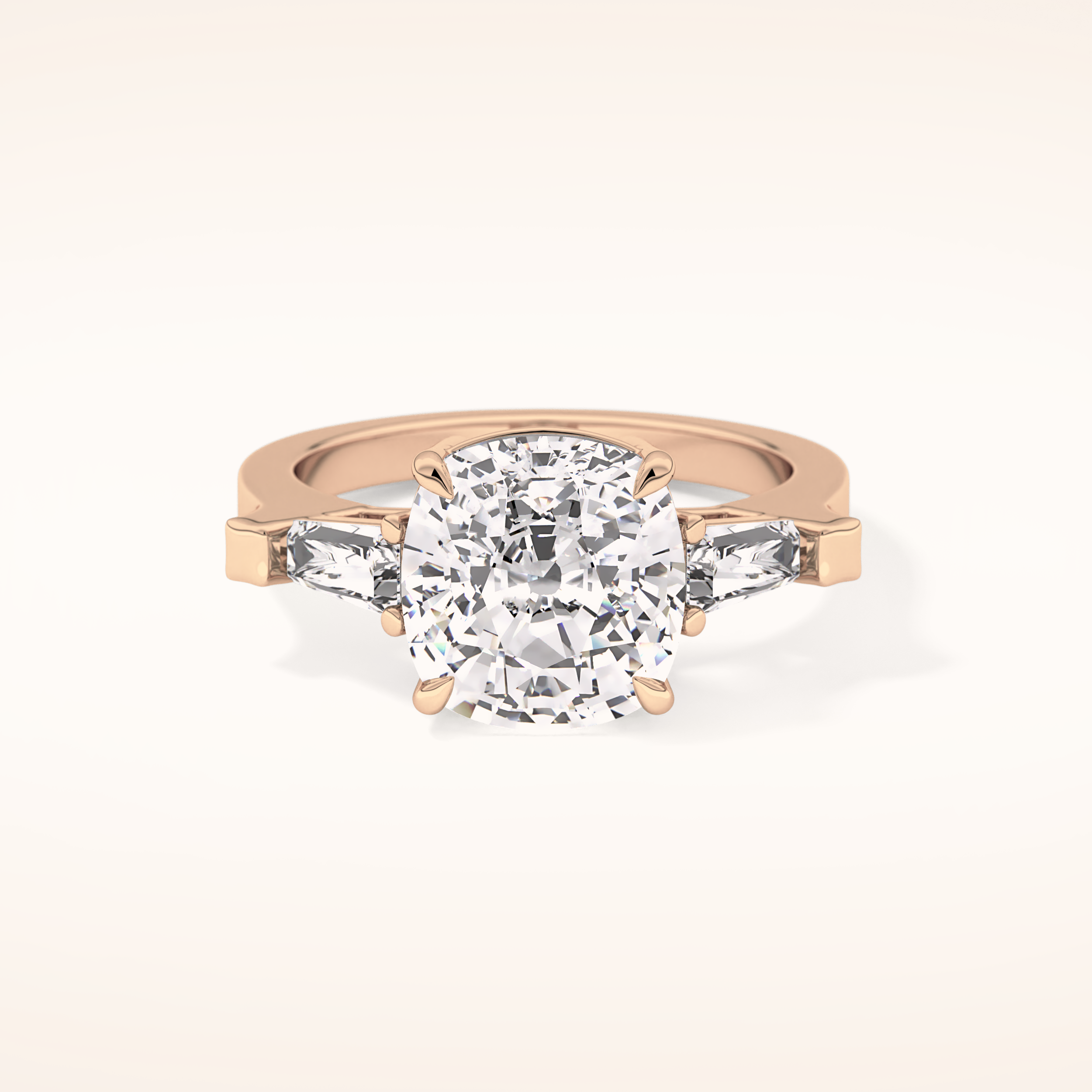 5.54 CT Cushion Shaped Three Stone Moissanite Engagement Ring