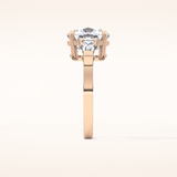 5.54 CT Cushion Shaped Three Stone Moissanite Engagement Ring