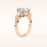 5.54 CT Cushion Shaped Three Stone Moissanite Engagement Ring