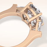 5.54 CT Cushion Shaped Three Stone Moissanite Engagement Ring
