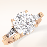 5.54 CT Cushion Shaped Three Stone Moissanite Engagement Ring