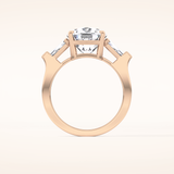 5.54 CT Cushion Shaped Three Stone Moissanite Engagement Ring