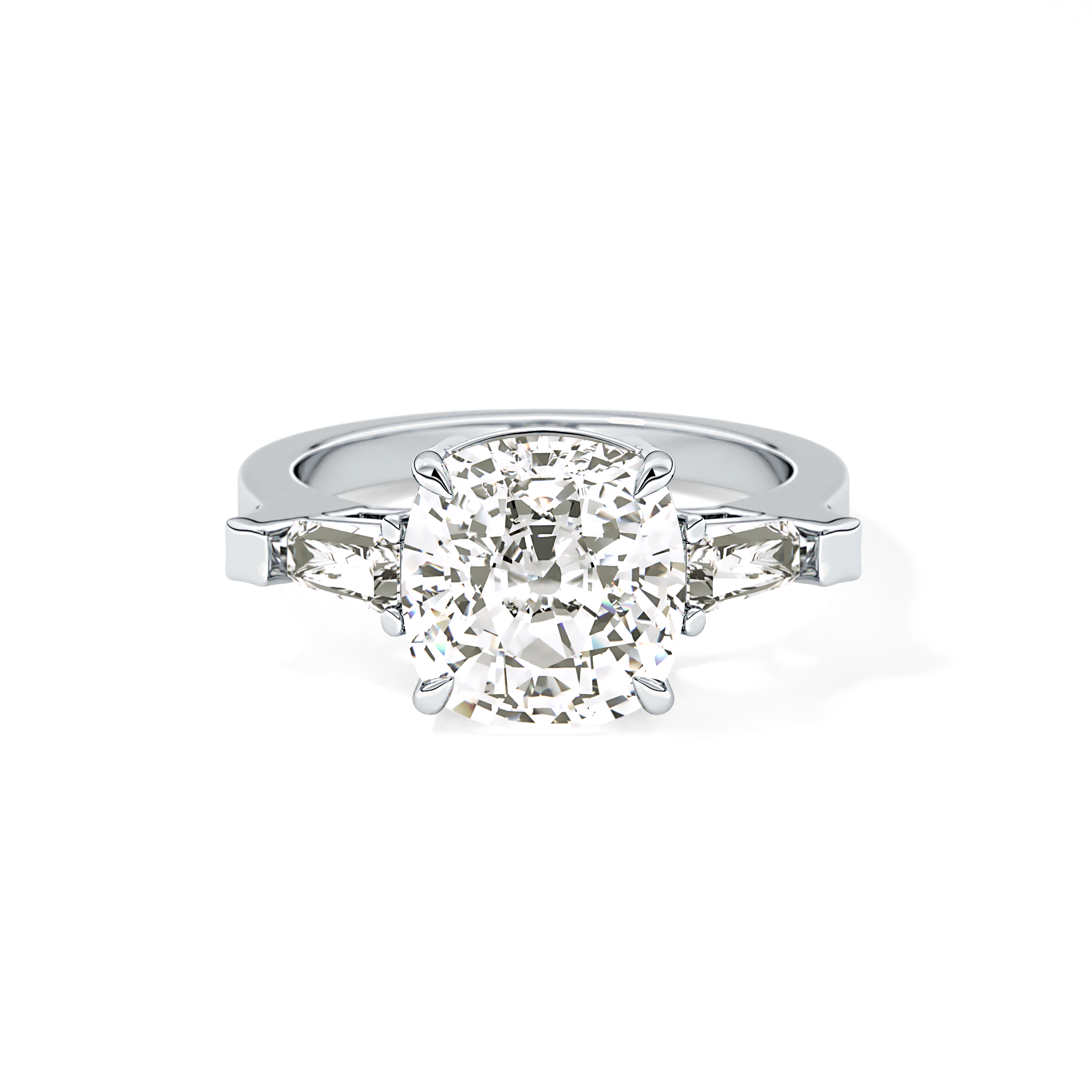 Cushion Three Stone  Lab Grown Diamond Engagement Ring