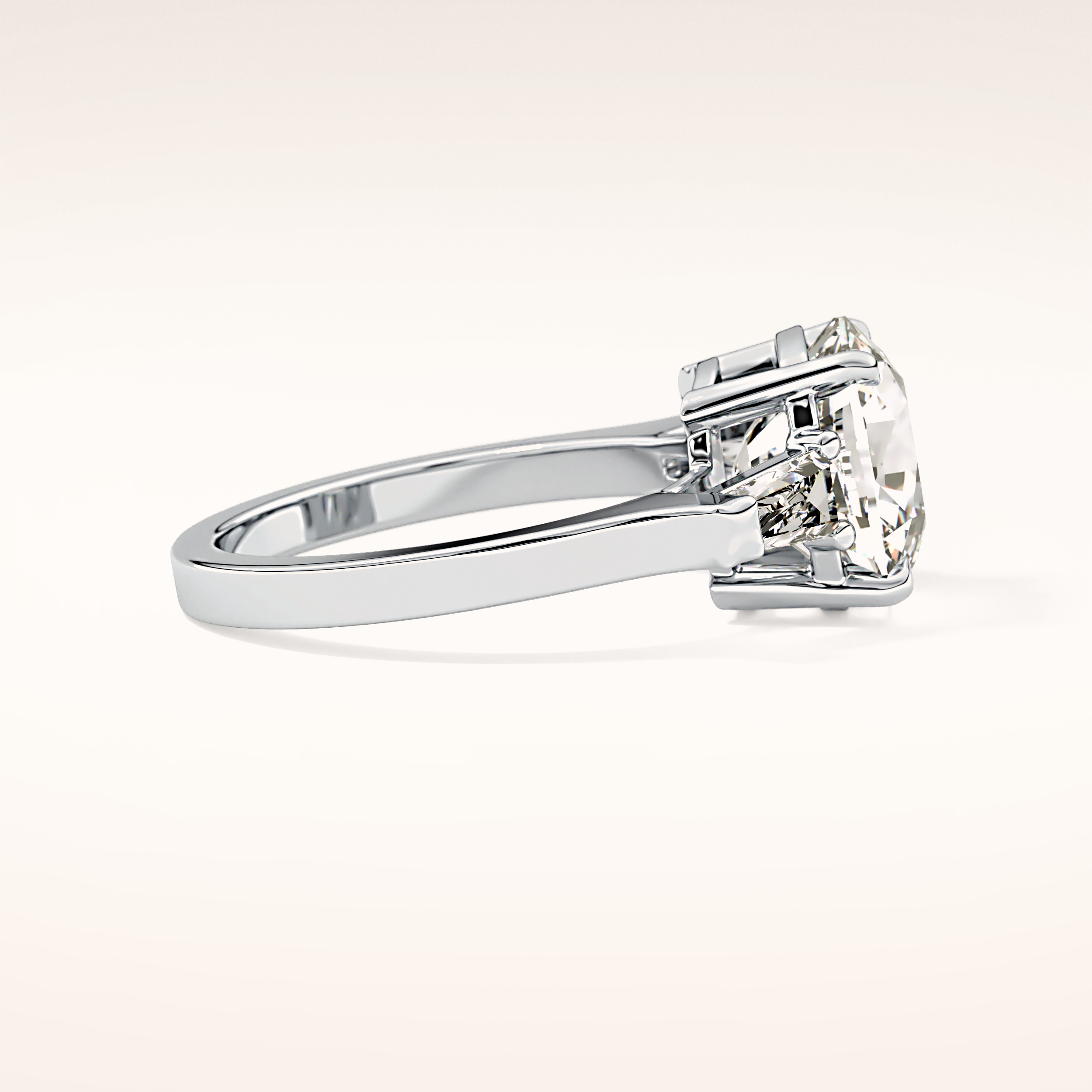 5.54 CT Cushion Shaped Three Stone Moissanite Engagement Ring