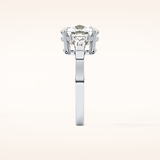 5.54 CT Cushion Shaped Three Stone Moissanite Engagement Ring